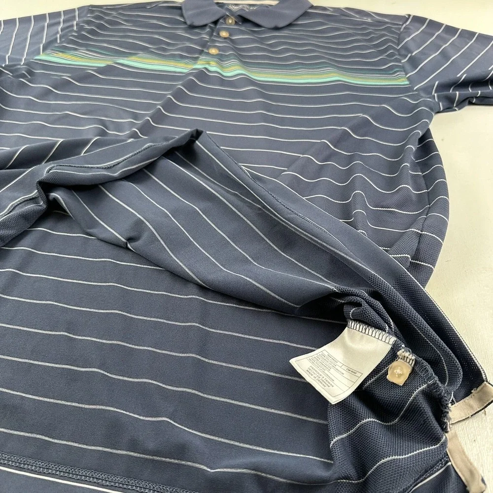 Nike Golf Fit Dry Polo Shirt Men XL Blue Green Stripes Logo X-Large Performance‎